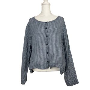 Flax Blue Button Down Shirt for Women